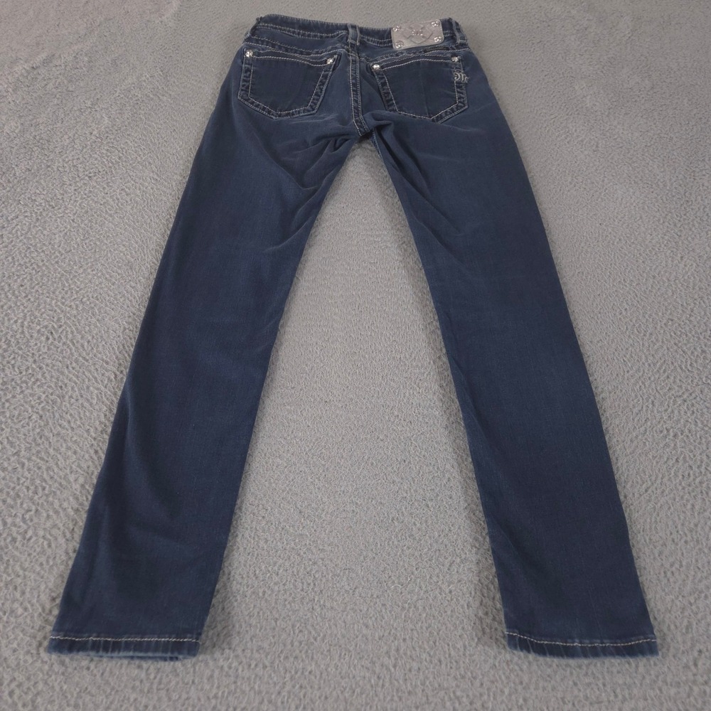Miss Me Jeans Womens 27 Blue Mid-Rise Skinny Dark Wash Embroidered Bling Pocket